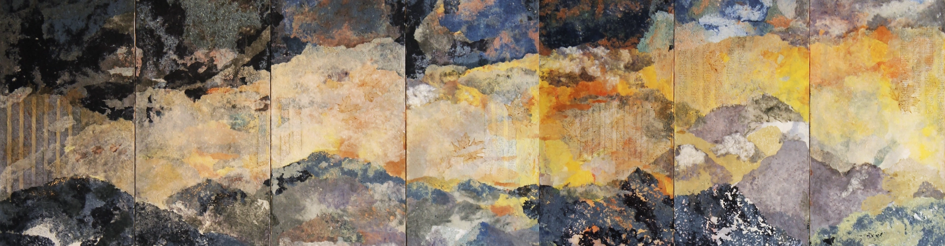 Tableau nommé ”Mer et montagne”, réalisée en papier, à partir de végétaux, selon les traditions japonaises 